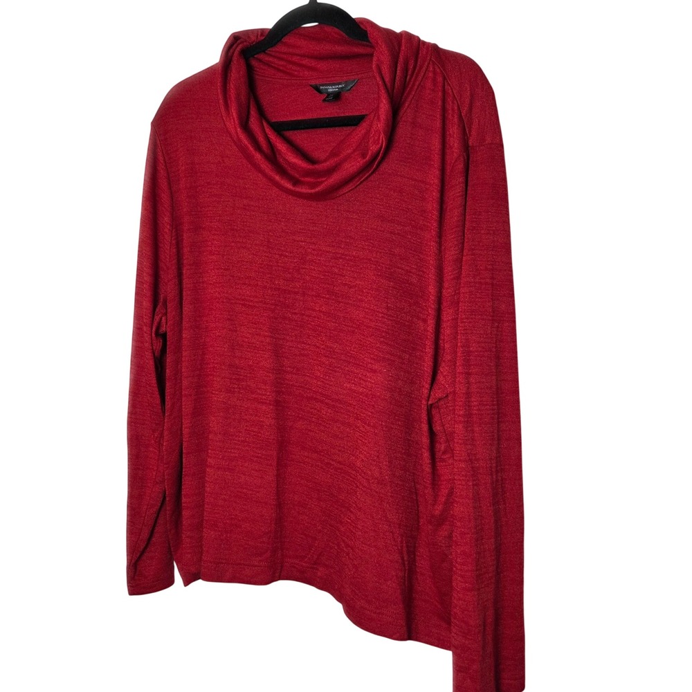 Banana Republic Luxespun Red cowl neck long sleeve blouse womens 2XL